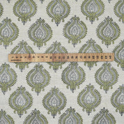 Handcraft Printed Brownish Floral Linen Blend Fabric - Uday Elegance