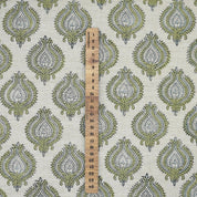 Handcraft Printed Brownish Floral Linen Blend Fabric - Uday Elegance