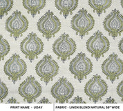 Handcraft Printed Brownish Floral Linen Blend Fabric - Uday Elegance