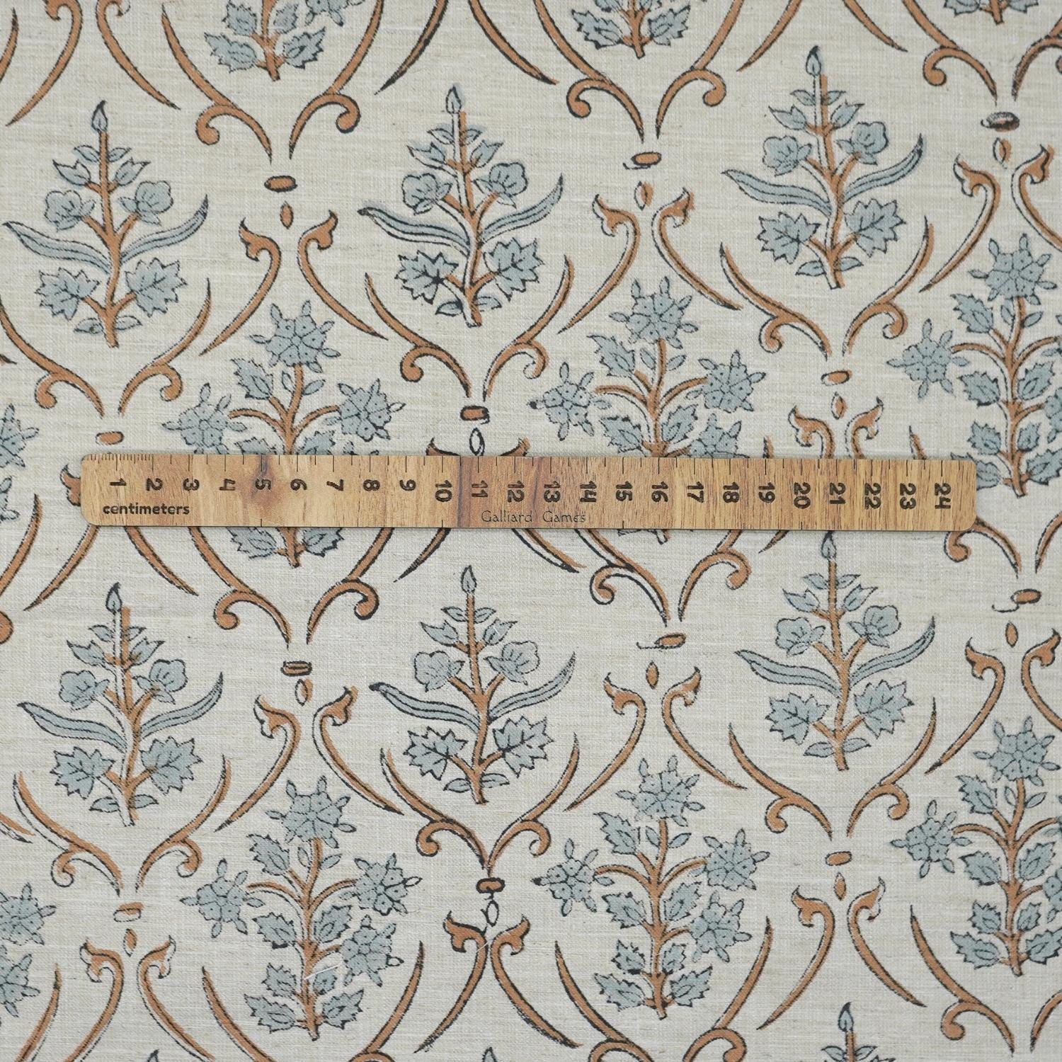 VISHALPUSHP GRAY HANDCRAFTED LINEN BLEND FABRIC – FLORAL PRINT FOR ELEGANT HOME DECOR