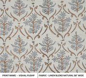 VISHALPUSHP GRAY HANDCRAFTED LINEN BLEND FABRIC – FLORAL PRINT FOR ELEGANT HOME DECOR