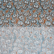 HAND BLOCK PRINTED FABRIC GRAY AND BROWN HEART VINE – FLORAL VISCOSE LINEN FOR ELEGANT LIVING ROOM