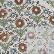 VISCOSE LINEN NATURAL FABRIC HAND BLOCK PRINT FLORAL HANDMADE LINEN - VANSHIKA