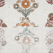 Handmade Printed Red & Orange Floral Viscose Linen Fabric - Vanshika Radiance