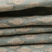 Handcraft Block Printed Throw Boho Green Floral Thick Linen Fabric For Curtains - KHUSHBU