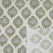 Handcraft Printed Brownish Floral Linen Blend Fabric - Uday Elegance