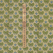LINEN BLEND HAND BLOCK PRINTED FABRIC – TITLEE GREEN FLORAL IN GRAY & GREEN FOR FARMHOUSE DECOR
