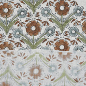 VISCOSE LINEN NATURAL FABRIC HAND BLOCK PRINT FLORAL HANDMADE LINEN - VANSHIKA