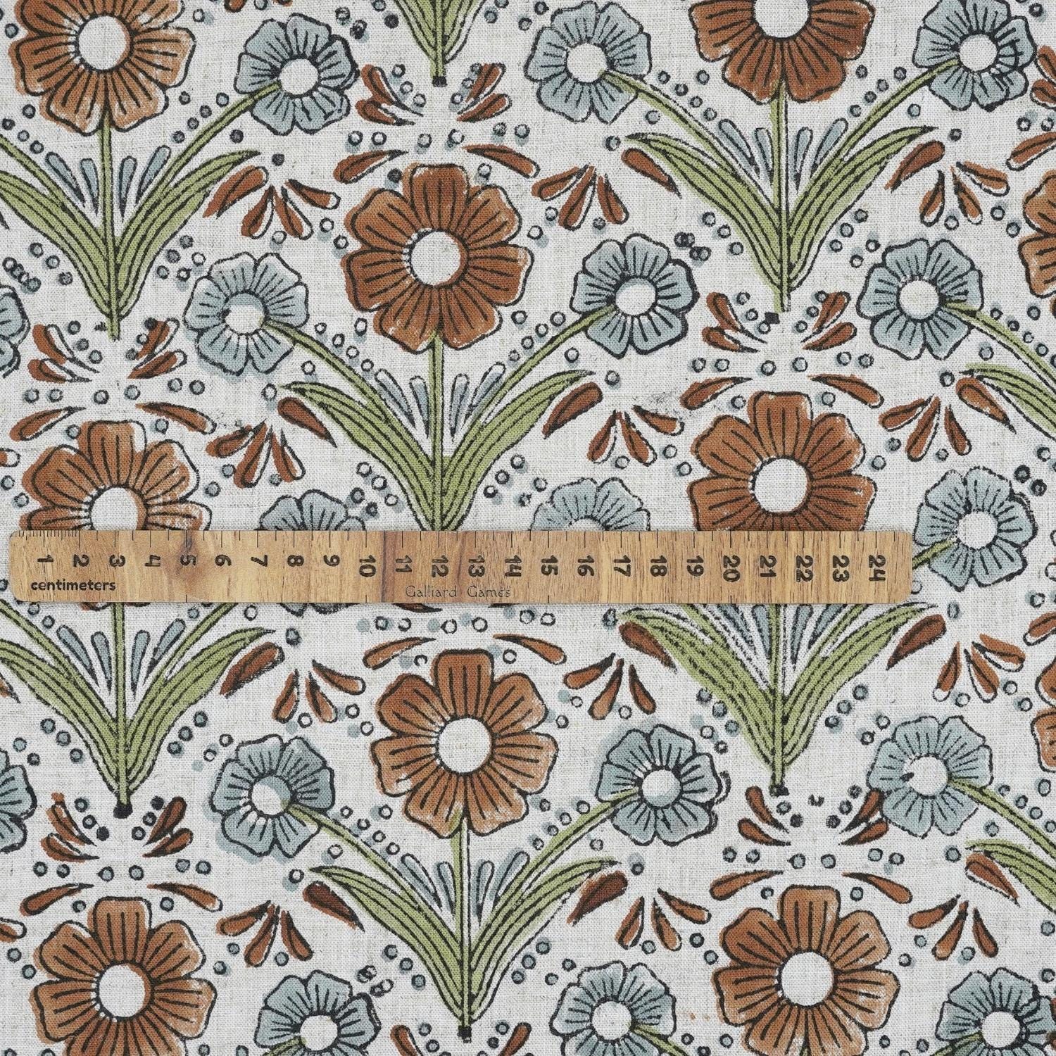 VISCOSE LINEN NATURAL FABRIC HAND BLOCK PRINT FLORAL HANDMADE LINEN - VANSHIKA