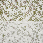 SEHJAN HAND BLOCK PRINTED FABRIC – GREEN & BEIGE FLORAL DESIGN ON ELEGANT VISCOSE LINEN