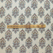 HANDMADE BLOCK PRINTED FLORAL LINEN BLEND NATURALFABRIC FOR CURTAIN AND UPHOLSTERY BOHO DECOR - SAMRAAT