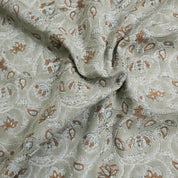 Block Printed Floral Thorw Boho Handmade Gray Cotton Linen Blend Upholstery Fabric – SARASWATI