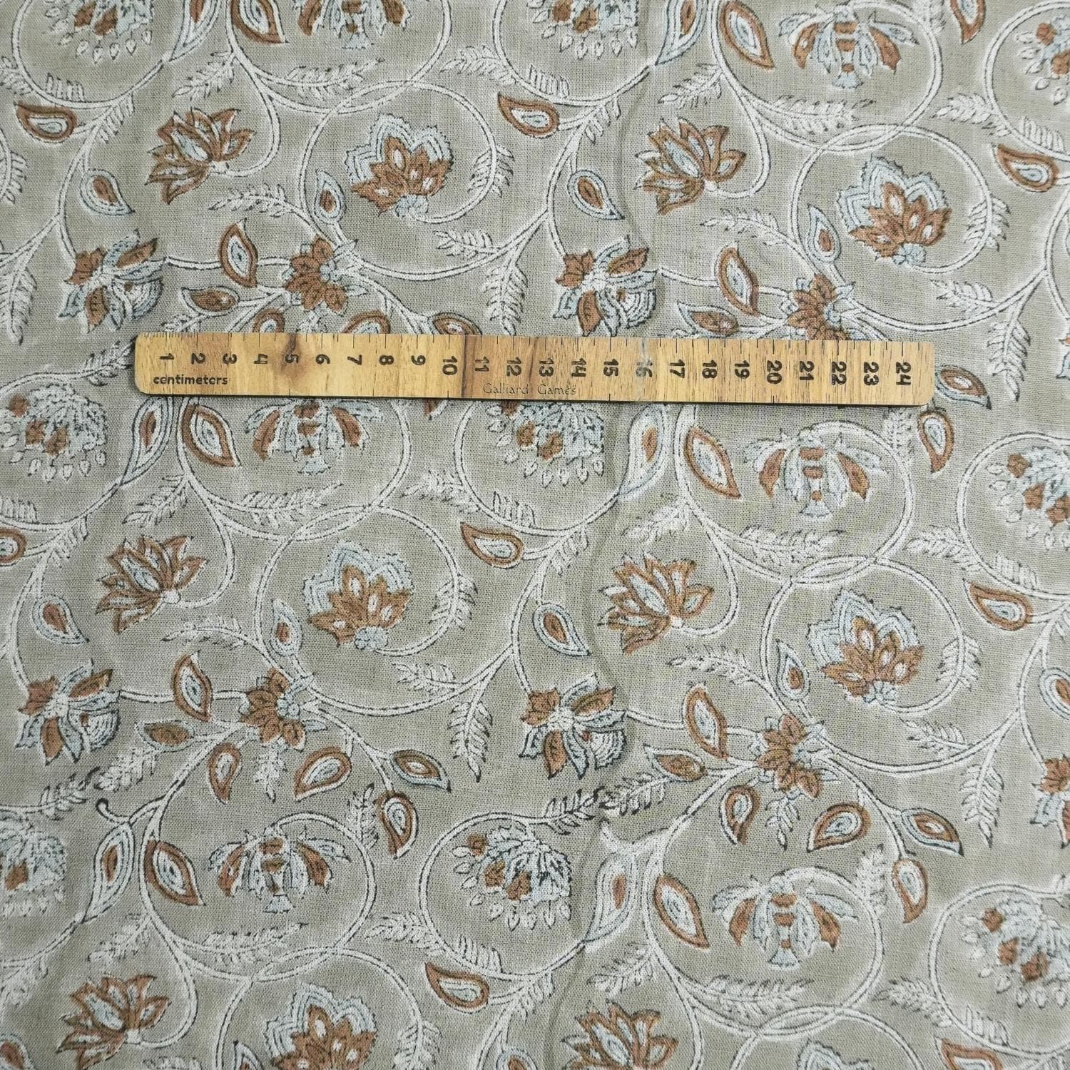 Block Printed Floral Thorw Boho Handmade Gray Cotton Linen Blend Upholstery Fabric – SARASWATI