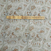 Block Printed Floral Thorw Boho Handmade Gray Cotton Linen Blend Upholstery Fabric – SARASWATI