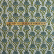 VISCOSE LINEN FABRIC, HAND BLOCK PRINT, GRAY FLORAL LINEN FABRIC, LINEN BY THE YARD - LOTUS