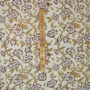 LINEN BLOCK PRINT FABRIC, LINEN BLEND NATURAL, HANDMADE INDIAN ART, PRINTED LINEN - MRIGNAYANI