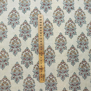 HANDMADE BLOCK PRINTED FLORAL LINEN BLEND NATURALFABRIC FOR CURTAIN AND UPHOLSTERY BOHO DECOR - SAMRAAT