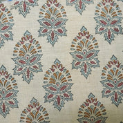 HANDMADE BLOCK PRINTED FLORAL LINEN BLEND NATURALFABRIC FOR CURTAIN AND UPHOLSTERY BOHO DECOR - SAMRAAT