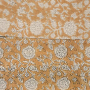 HANDMADE BLOCK PRINTED COTTON LINEN MUSTARD FLORAL PILLOW AND CUSHION FABRIC - SHILONG