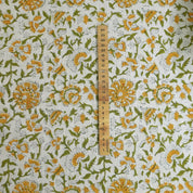 Floral Hand Block Printed Viscose Linen Fabric 58" Wide Decorative & Handmade Art for Home Decor - PUSHPLATA