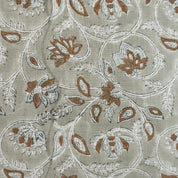 Block Printed Floral Thorw Boho Handmade Gray Cotton Linen Blend Upholstery Fabric – SARASWATI