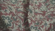 Block Printed Maroon and Gray Floral Handcrafted Premium Thick Linen Fabric for Cushions & Home Decor – JARUL