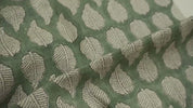 Indian Hand Block Printed Thick/Heavy Linen 58" Wide Green Floral Sofa Cushion Fabric For Decorative Living Room – Panchi