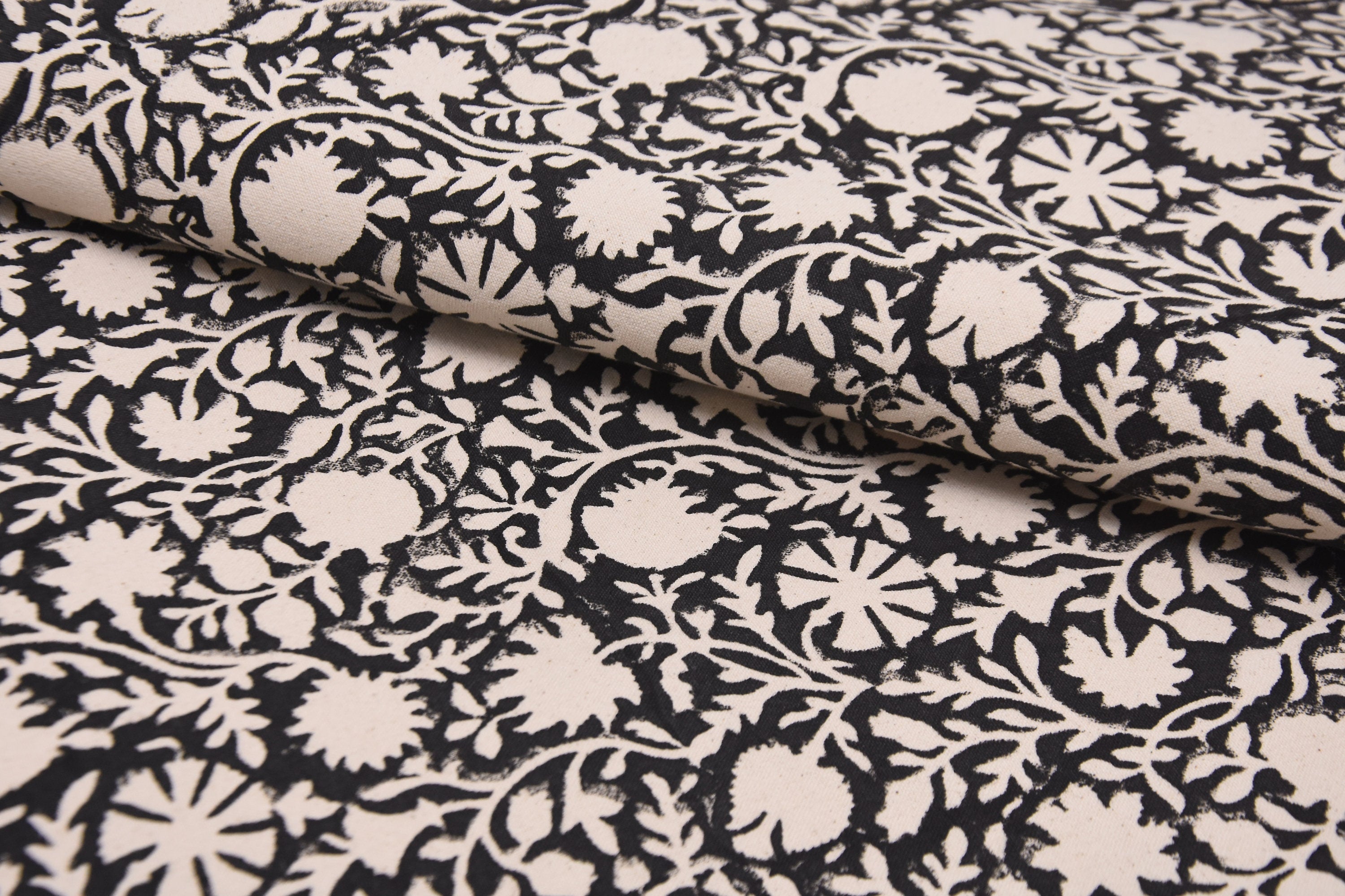 Block print linen fabric, thick cotton 44" wide, Indian fabric, window shades and curtains, durable cotton fabric - CHAKRI