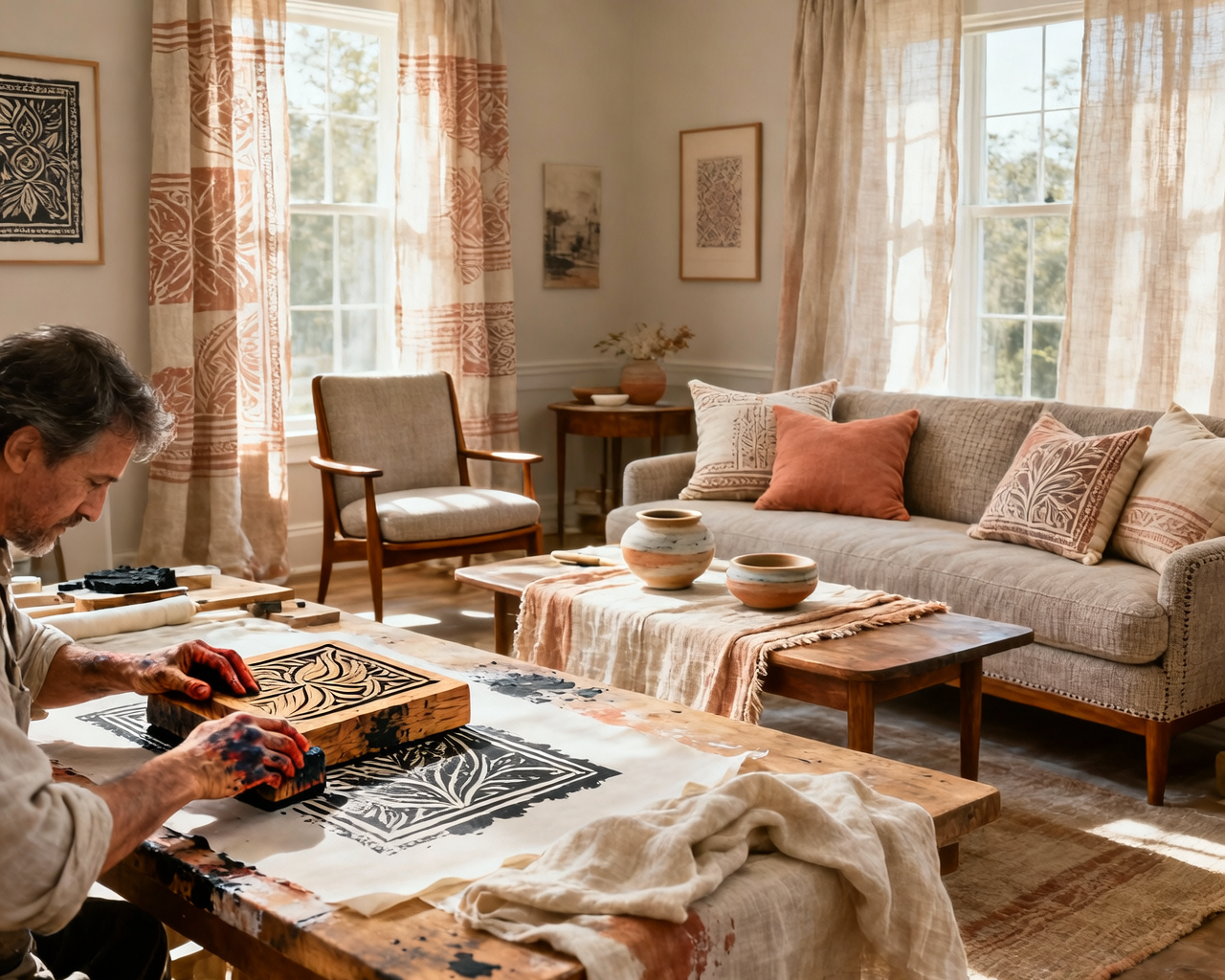 The Art of Hand Block Printing: Transforming Linen and Cotton for Luxurious Home Decor