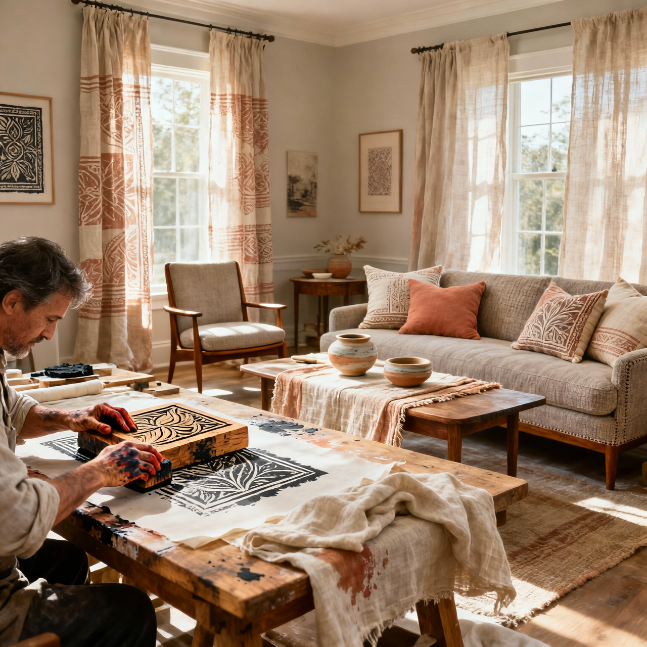 The Art of Hand Block Printing: Transforming Linen and Cotton for Luxurious Home Decor