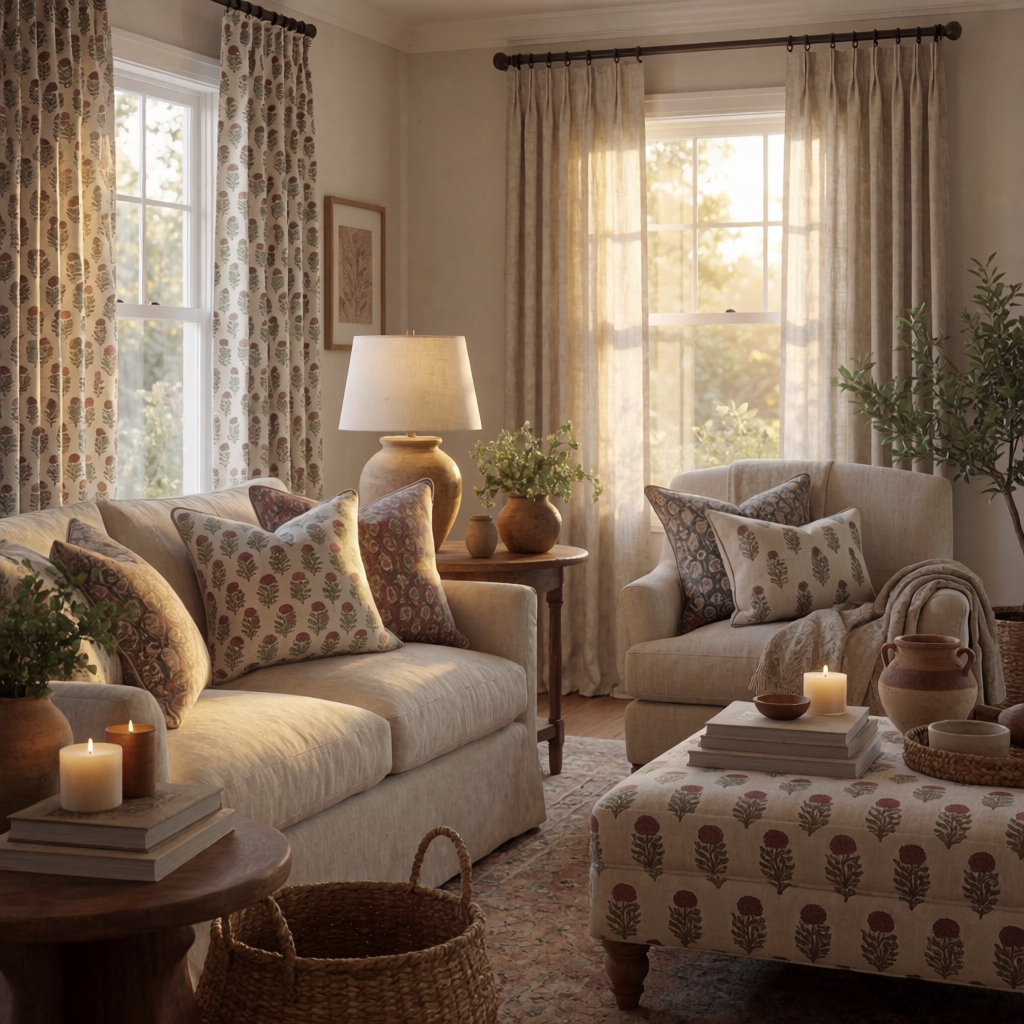 Creating a Cozy Atmosphere: Using Hand Block Print Fabrics in Your Living Room