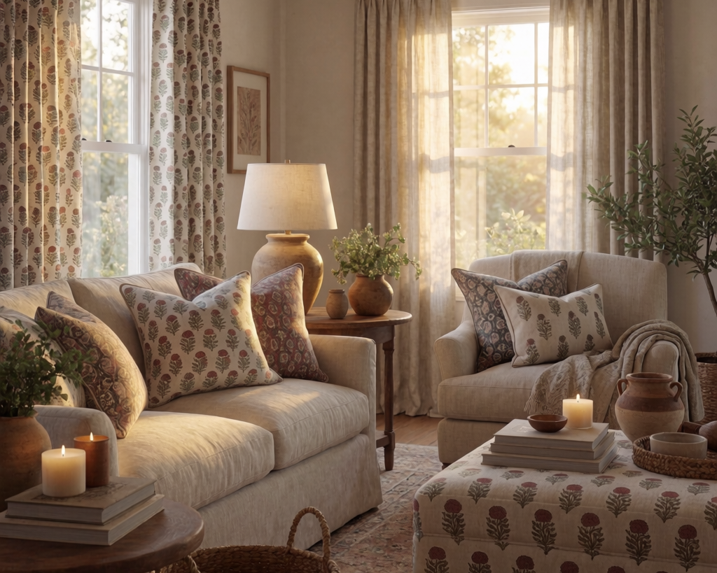 Creating a Cozy Atmosphere: Using Hand Block Print Fabrics in Your Living Room