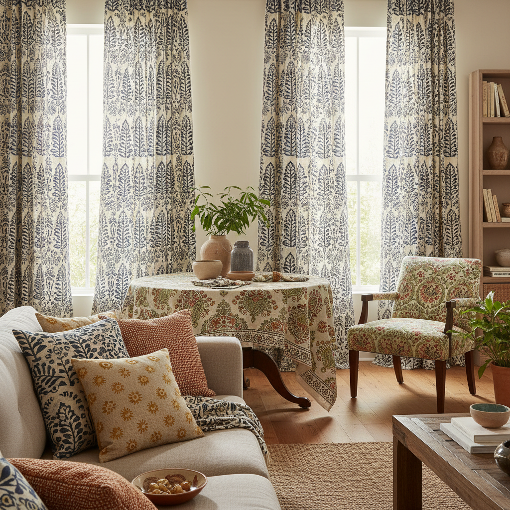 The Versatility of Block Printed Linen and Cotton: From Curtains to Cushion Covers