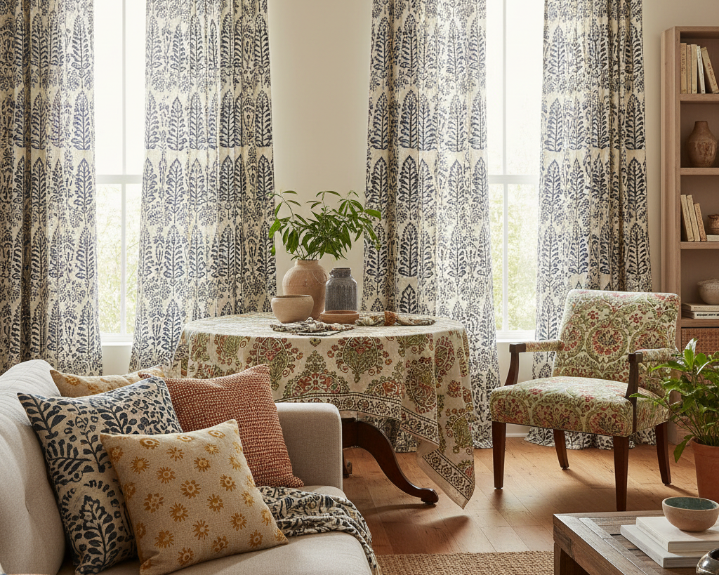 The Versatility of Block Printed Linen and Cotton: From Curtains to Cushion Covers