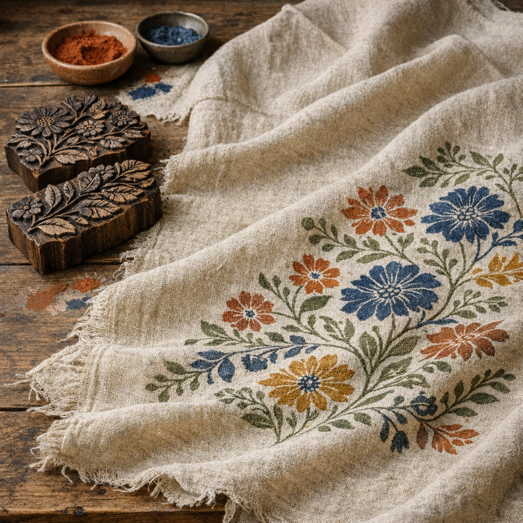 The Art of Block Printing on Organic Linen Fabric