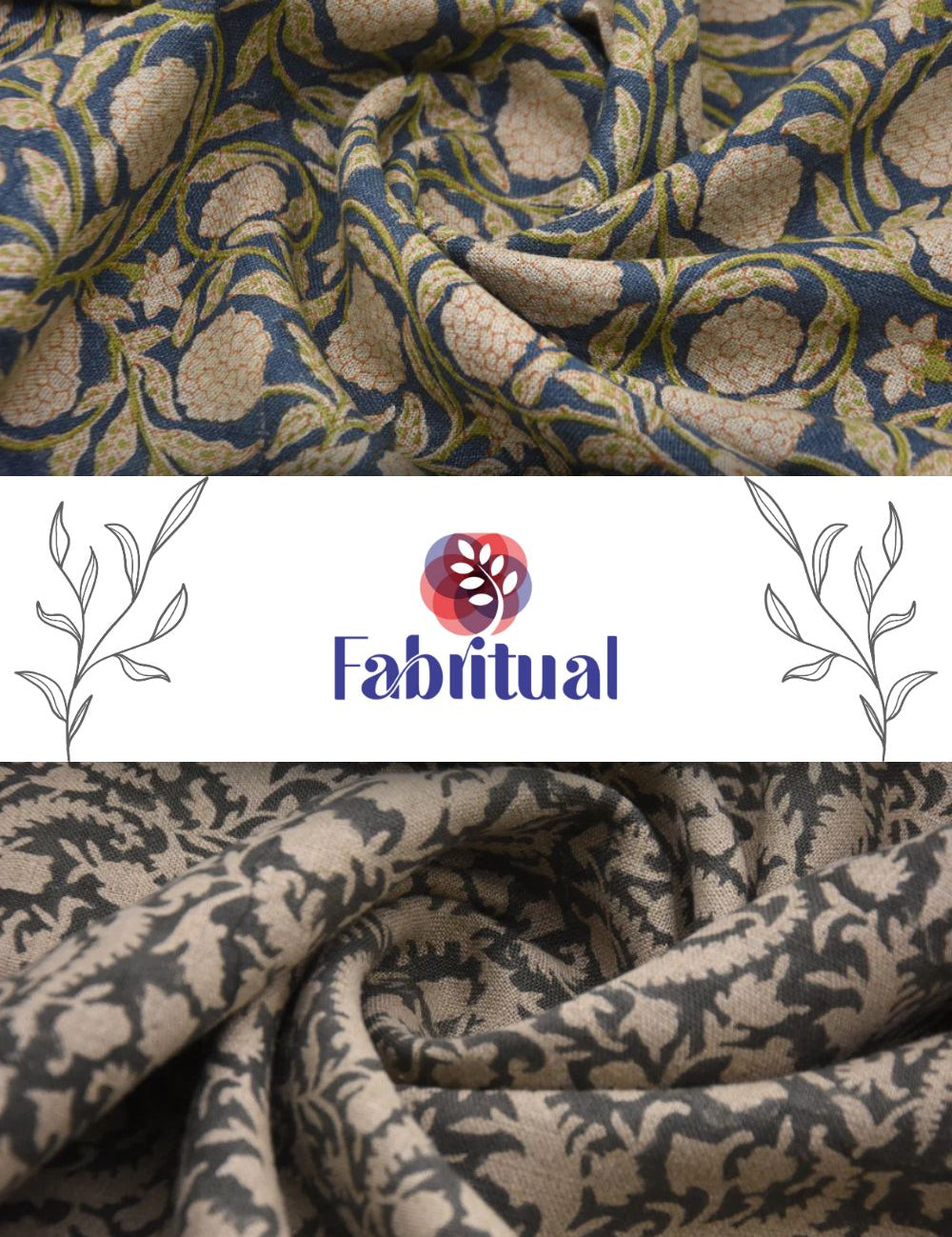 Hand block Print Linen fabric CHUNARI