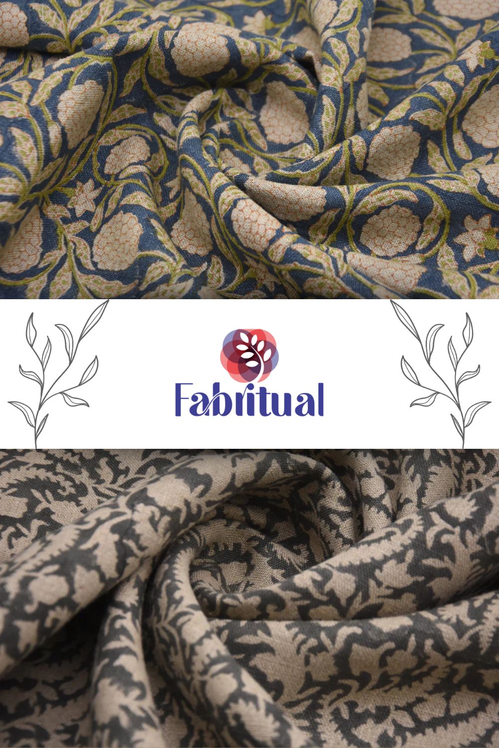 Hand block Print Linen fabric CHUNARI