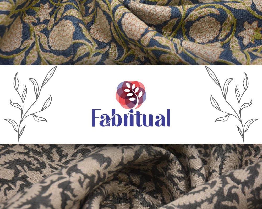Hand block Print Linen fabric CHUNARI