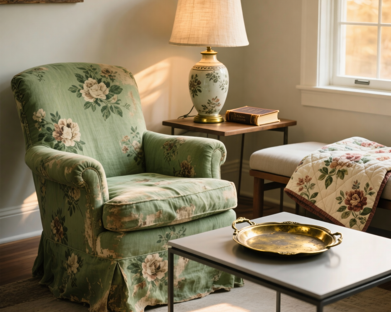 WHY USA INTERIORS ARE TURNING TO VINTAGE GREEN FLORAL FABRIC AGAIN