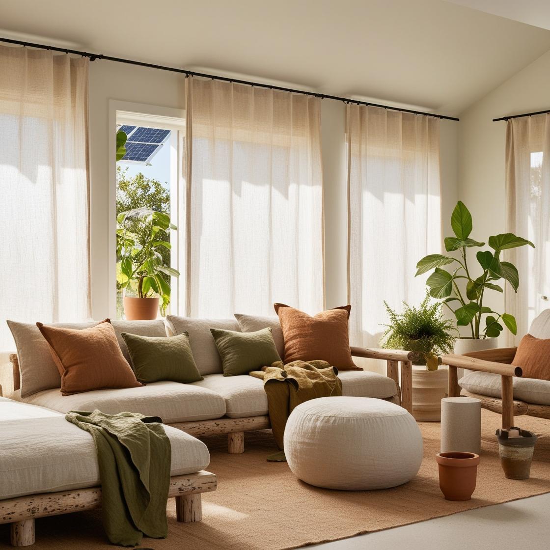 A modern American home interior that reflects sustainability and eco-conscious living.