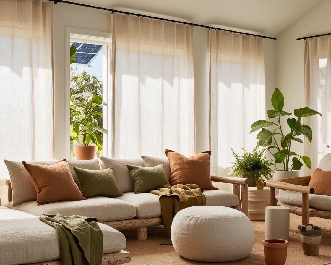 A modern American home interior that reflects sustainability and eco-conscious living.