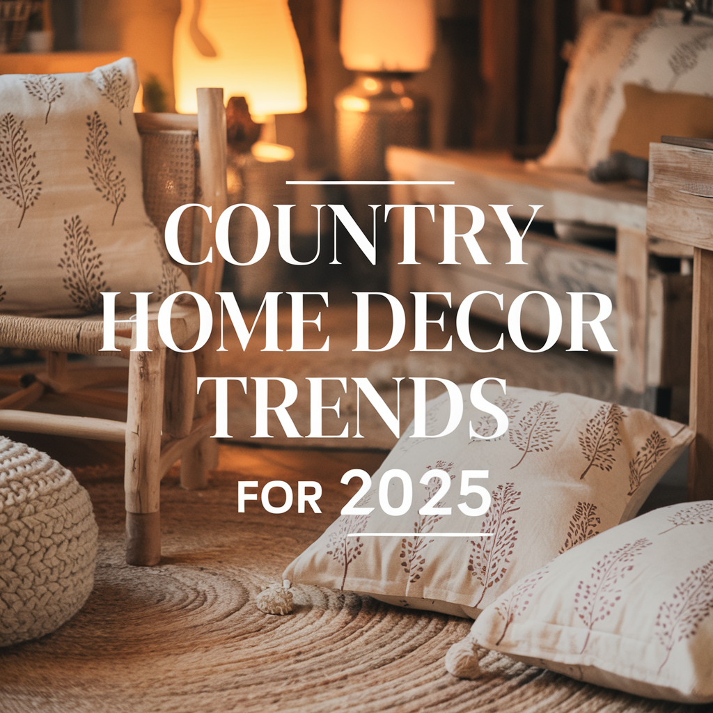 A cozy modern farmhouse interior with a jute rug, natural wood furniture, and block-printed pillows with delicate, artisanal patterns in soft, earthy tones.