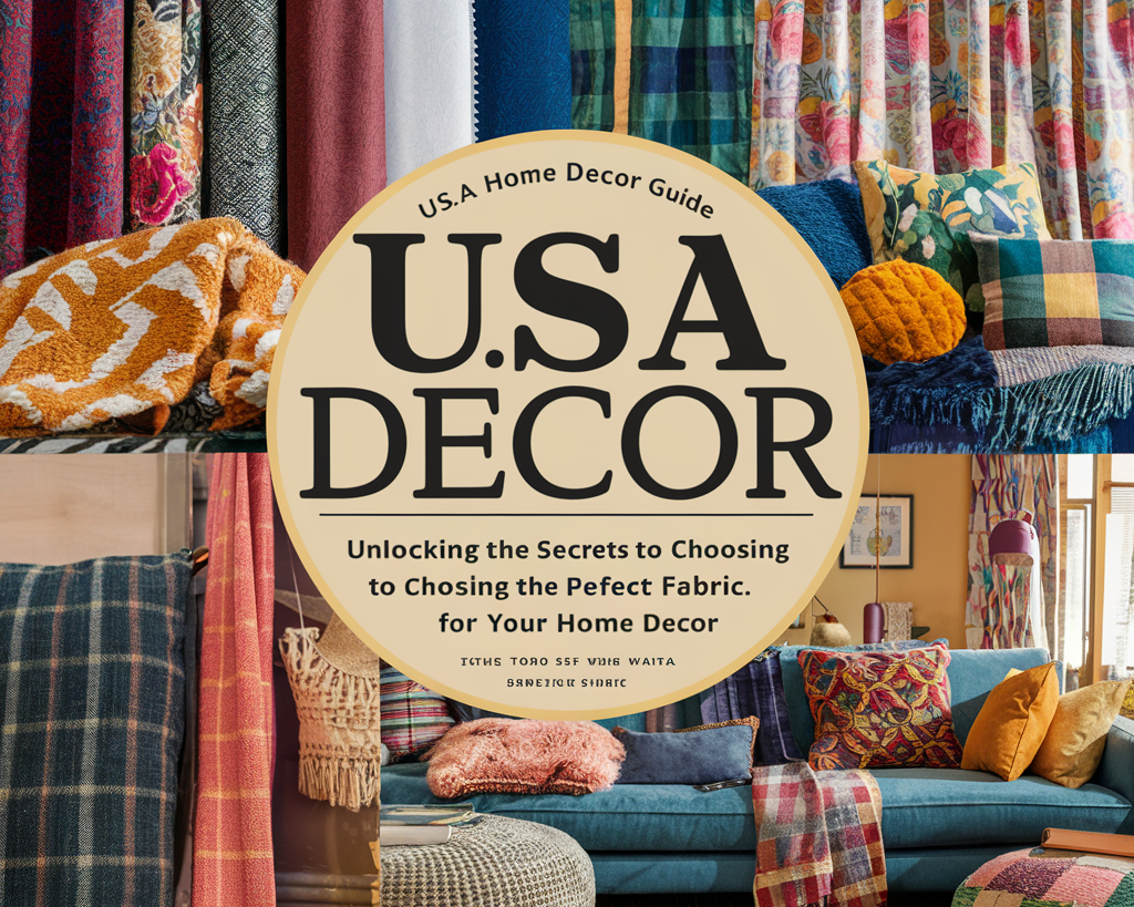  USA home decor guide featuring a variety of colorful and patterned fabrics.