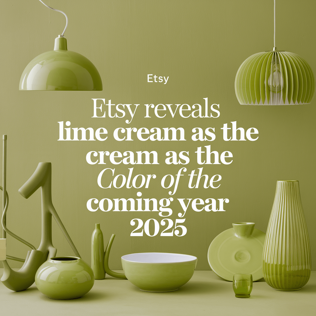 An attractive thumbnail picture with the text "Etsy Reveals Lime Cream As The Crisp Color Of The Coming Year 2025". 