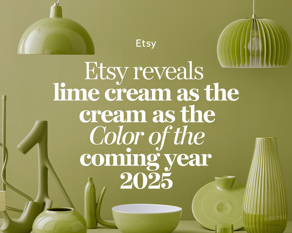 An attractive thumbnail picture with the text "Etsy Reveals Lime Cream As The Crisp Color Of The Coming Year 2025". 