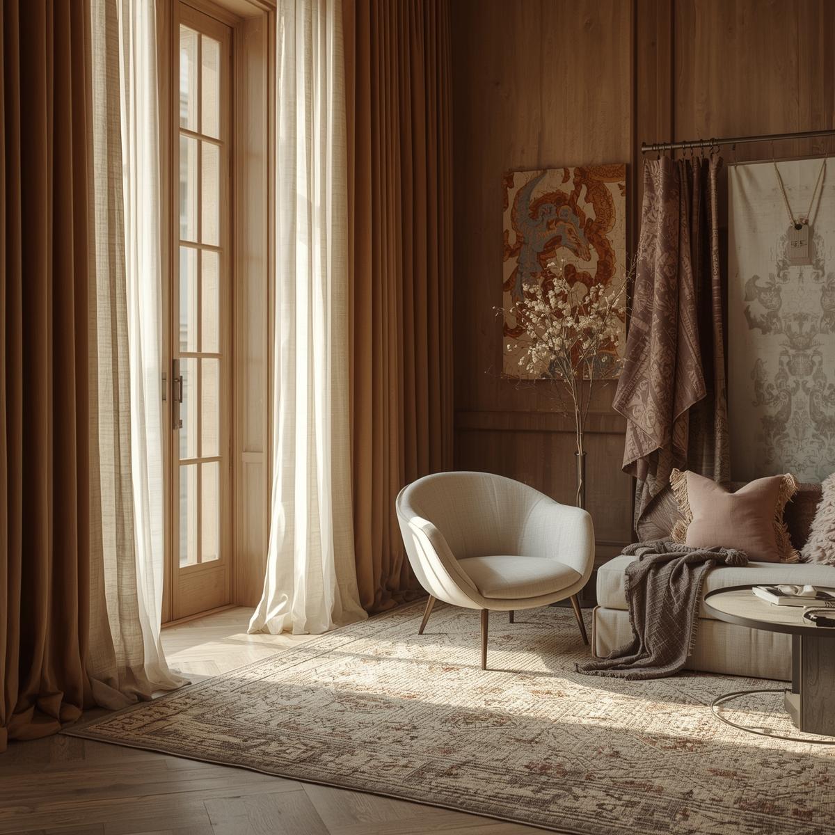 Colorful home fabrics on furniture and windows, showcasing how textiles enhance interior design.