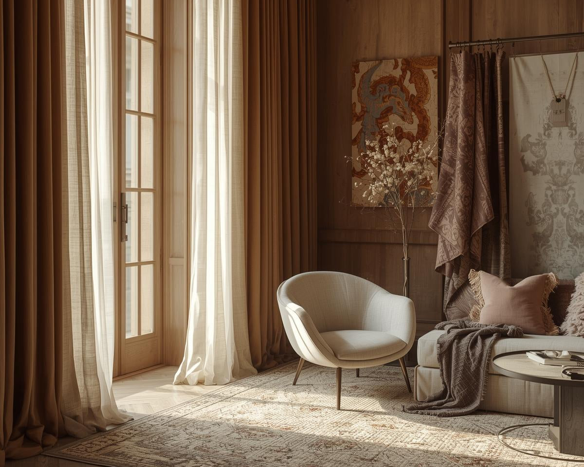 Colorful home fabrics on furniture and windows, showcasing how textiles enhance interior design.