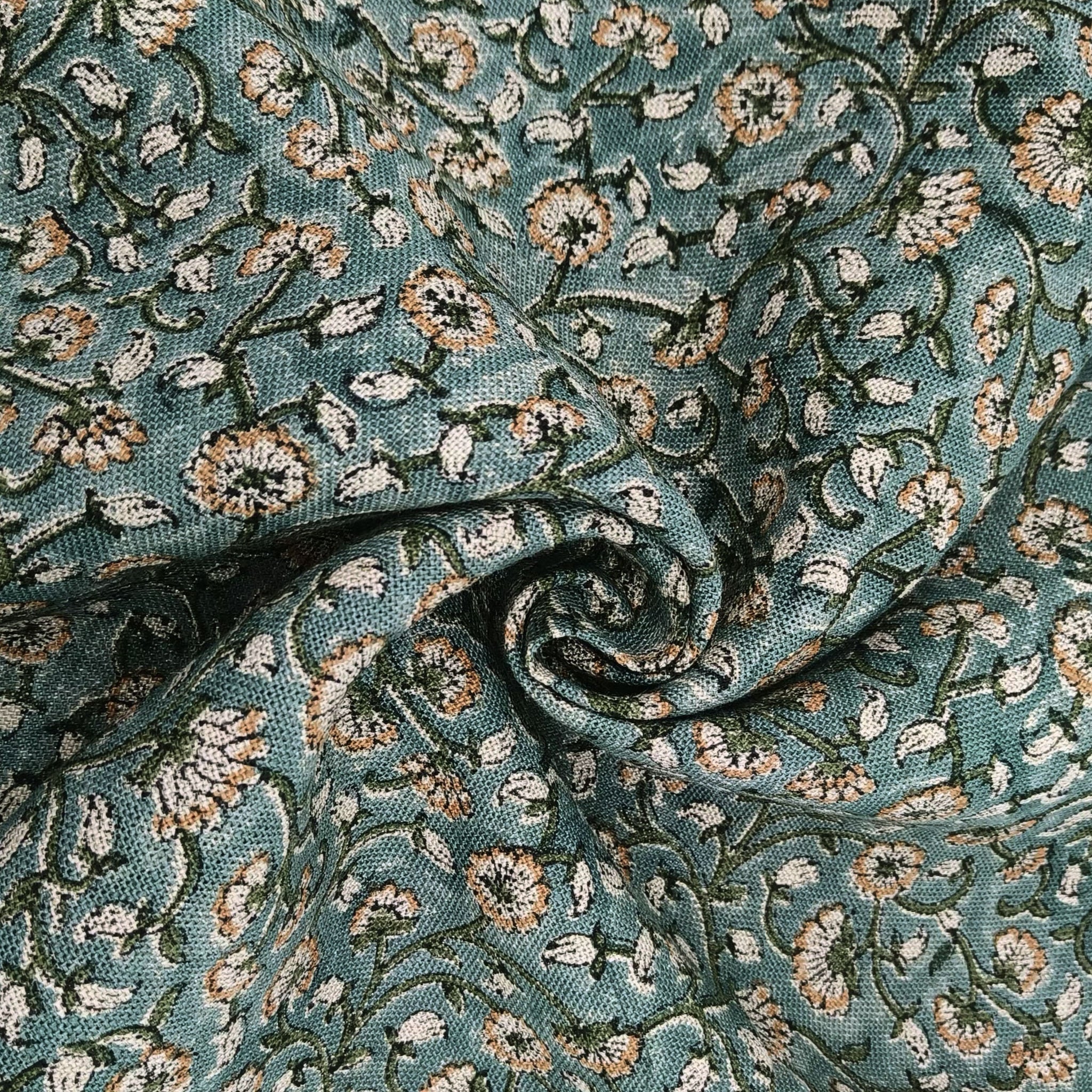 Block printed pure linen