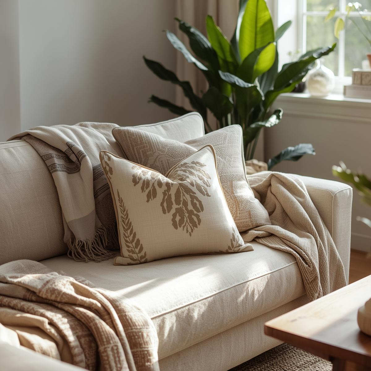 Luxurious linen bedding in a serene bedroom, highlighting comfort and natural fabrics for better sleep