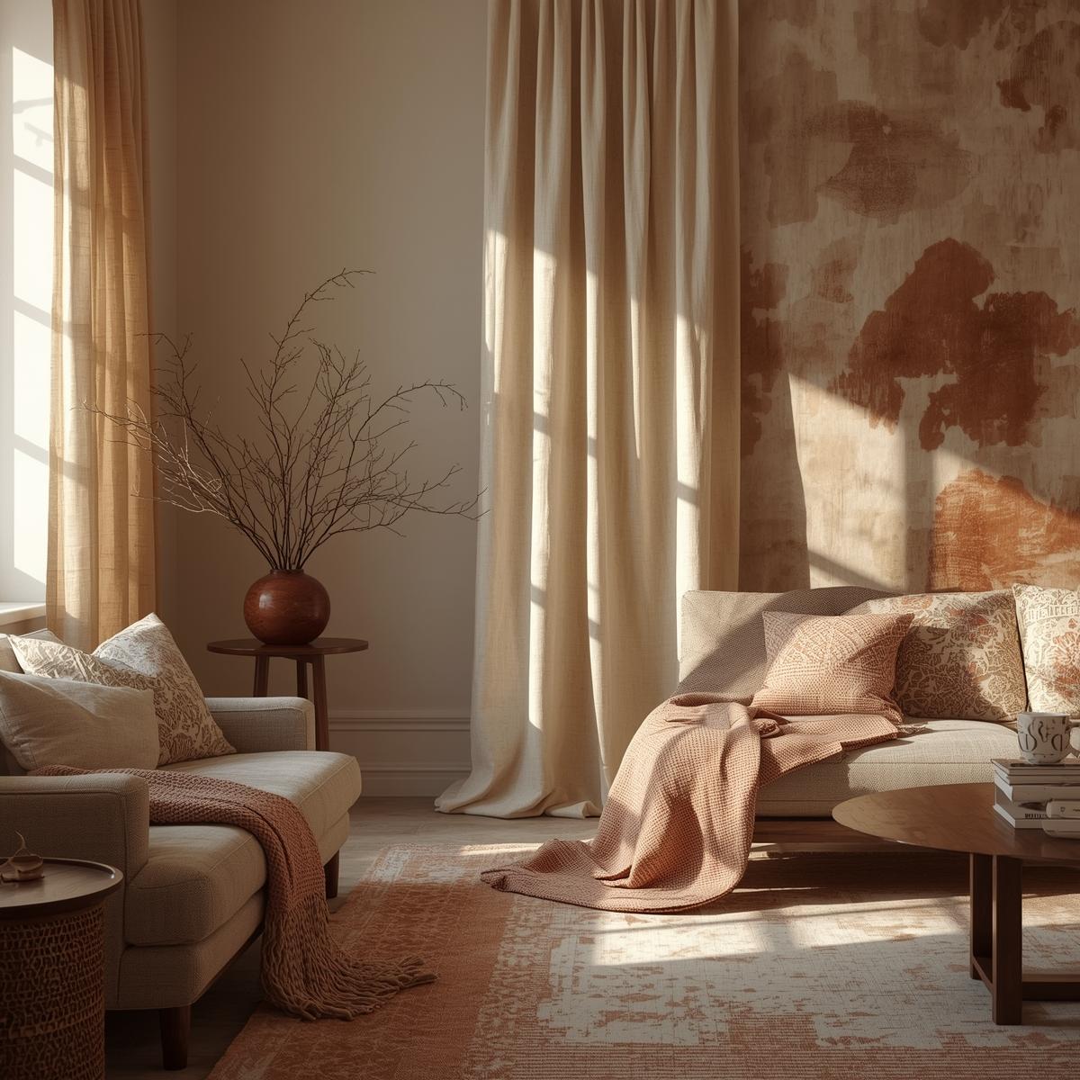 Handcrafted custom linen fabric with unique block prints used for home decor